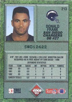 1993 Collector's Edge #213 Donald Frank Back