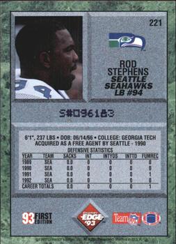 1993 Collector's Edge #221 Rod Stephens Back