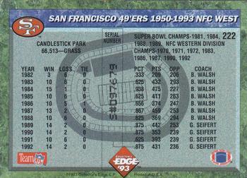 1993 Collector's Edge #222 San Francisco 49ers Back