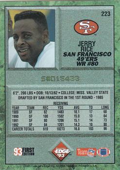 1993 Collector's Edge #223 Jerry Rice Back