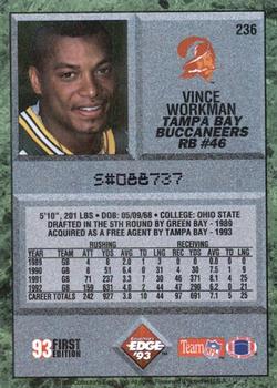 1993 Collector's Edge #236 Vince Workman Back