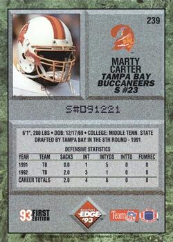 1993 Collector's Edge #239 Marty Carter Back