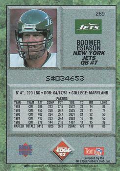 1993 Collector's Edge #269 Boomer Esiason Back