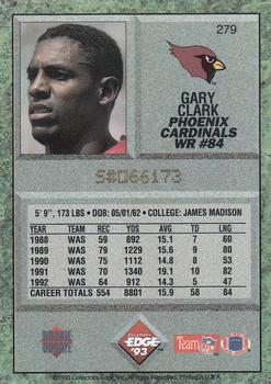 1993 Collector's Edge #279 Gary Clark Back