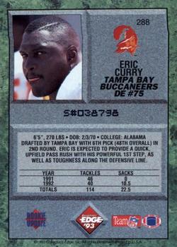 1993 Collector's Edge #288 Eric Curry Back