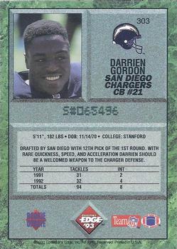 1993 Collector's Edge #303 Darrien Gordon Back