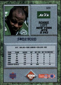 1993 Collector's Edge #320 Ronnie Lott Back