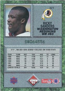 1993 Collector's Edge #321 Ricky Sanders Back