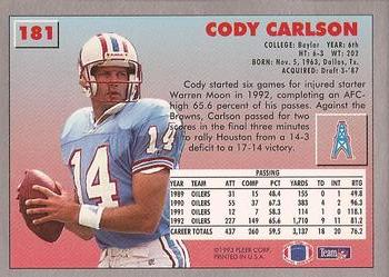 1993 Fleer #181 Cody Carlson Back