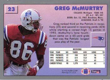1993 Fleer #23 Greg McMurtry Back
