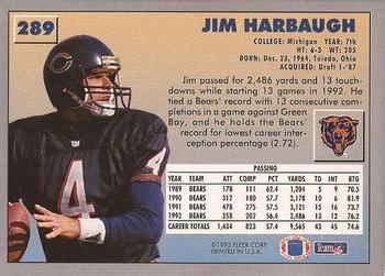 1993 Fleer #289 Jim Harbaugh Back