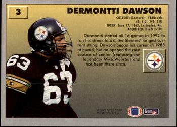 1993 Fleer #3 Dermontti Dawson Back