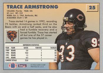 1993 Fleer #25 Trace Armstrong Back