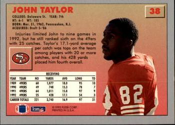 1993 Fleer #38 John Taylor Back
