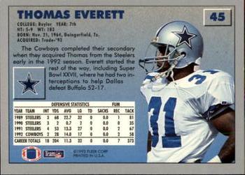 1993 Fleer #45 Thomas Everett Back