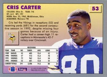 1993 Fleer #53 Cris Carter Back