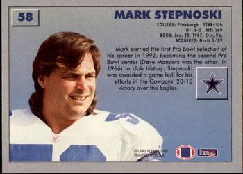 1993 Fleer #58 Mark Stepnoski Back