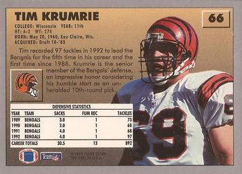 1993 Fleer #66 Tim Krumrie Back