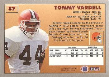 1993 Fleer #87 Tommy Vardell Back