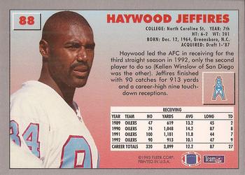 1993 Fleer #88 Haywood Jeffires Back