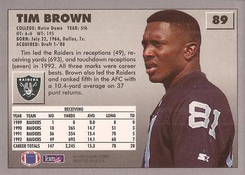 1993 Fleer #89 Tim Brown Back