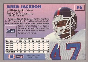 1993 Fleer #96 Greg Jackson Back