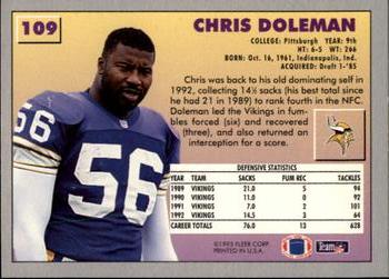 1993 Fleer #109 Chris Doleman Back