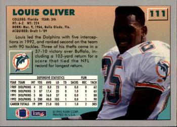 1993 Fleer #111 Louis Oliver Back