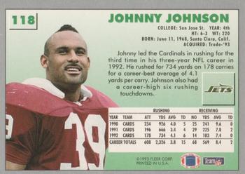 1993 Fleer #118 Johnny Johnson Back
