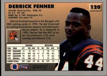 1993 Fleer #120 Derrick Fenner Back