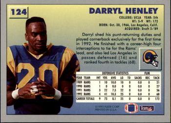 1993 Fleer #124 Darryl Henley Back