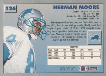 1993 Fleer #126 Herman Moore Back