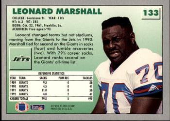 1993 Fleer #133 Leonard Marshall Back