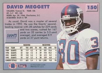 1993 Fleer #150 David Meggett Back