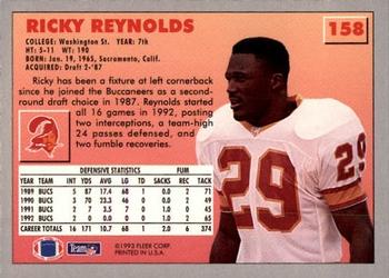 1993 Fleer #158 Ricky Reynolds Back