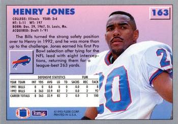 1993 Fleer #163 Henry Jones Back