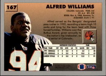 1993 Fleer #167 Alfred Williams Back