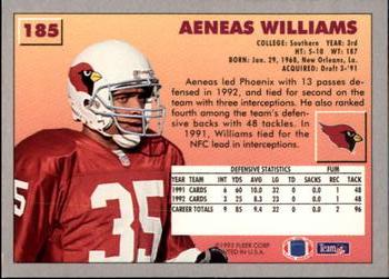 1993 Fleer #185 Aeneas Williams Back