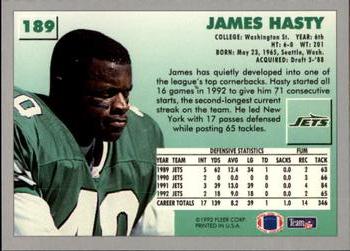 1993 Fleer #189 James Hasty Back