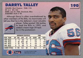 1993 Fleer #190 Darryl Talley Back