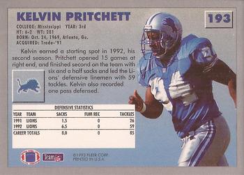 1993 Fleer #193 Kelvin Pritchett Back