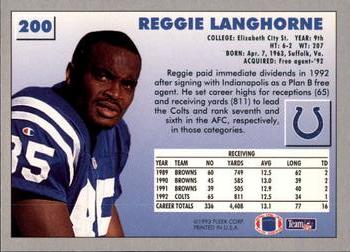 1993 Fleer #200 Reggie Langhorne Back