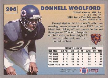1993 Fleer #206 Donnell Woolford Back