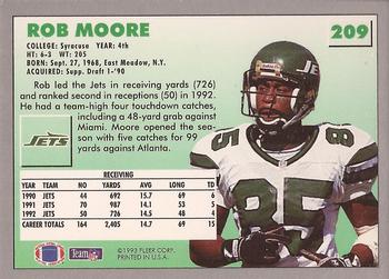 1993 Fleer #209 Rob Moore Back