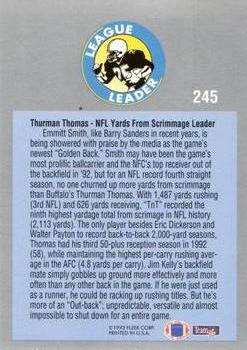 1993 Fleer #245 Thurman Thomas Back