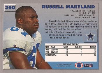 1993 Fleer #300 Russell Maryland Back