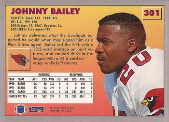 1993 Fleer #301 Johnny Bailey Back
