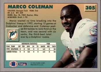 1993 Fleer #305 Marco Coleman Back