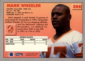 1993 Fleer #306 Mark Wheeler Back