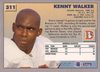 1993 Fleer #311 Kenny Walker Back